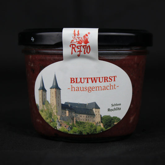 Hausgemachte Blutwurst im Glas der RFW Rochlitz