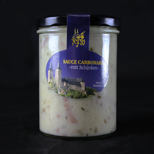 Hausgemachte Carbonarasoße im Glas der RFW Rochlitz